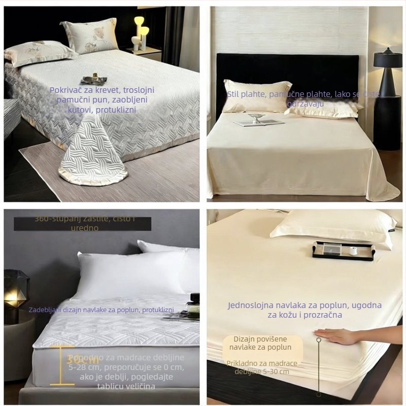 Ljetni jacquard svileni set posteljine od četiri dijela, periva svila, svilenkasto glatkoća, lagani luksuz