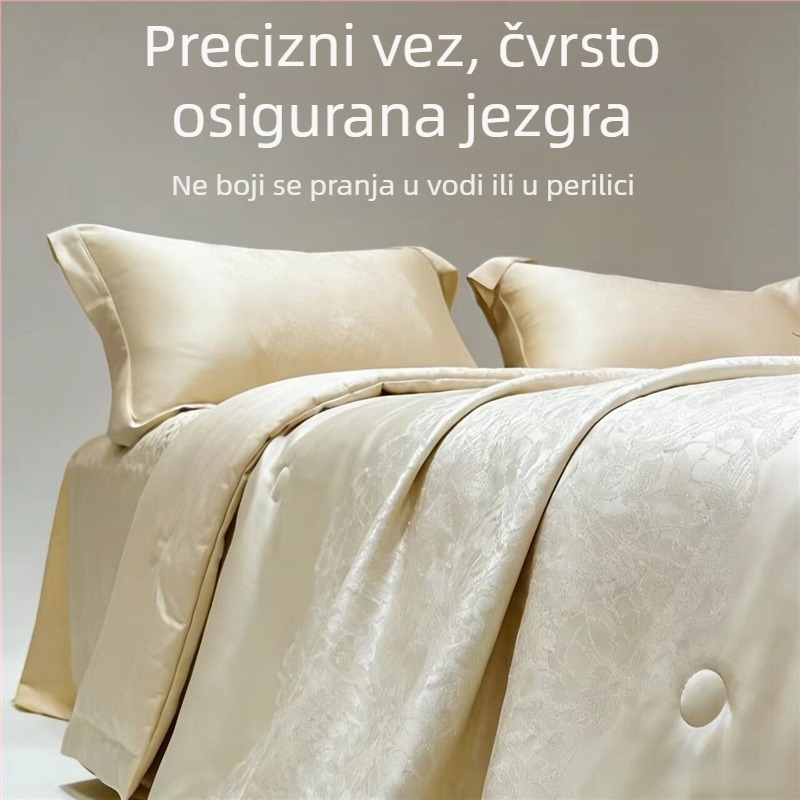 Ljetni jacquard svileni set posteljine od četiri dijela, periva svila, svilenkasto glatkoća, lagani luksuz
