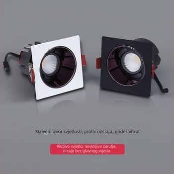 DALI protokol LED ugrađeni downlight s jednim glavom, anti-refleksno, 7W–12W, otvor 75 mm, rešetka 75 mm
