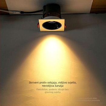 DALI protokol LED ugrađeni downlight s jednim glavom, anti-refleksno, 7W–12W, otvor 75 mm, rešetka 75 mm