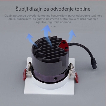 DALI protokol LED ugrađeni downlight s jednim glavom, anti-refleksno, 7W–12W, otvor 75 mm, rešetka 75 mm