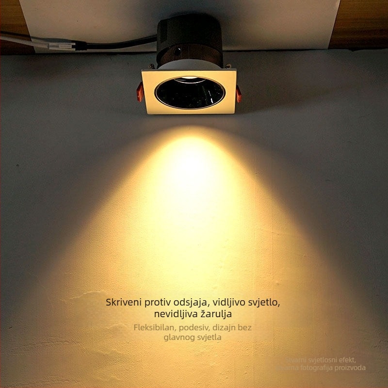 DALI protokol LED ugrađeni downlight s jednim glavom, anti-refleksno, 7W–12W, otvor 75 mm, rešetka 75 mm