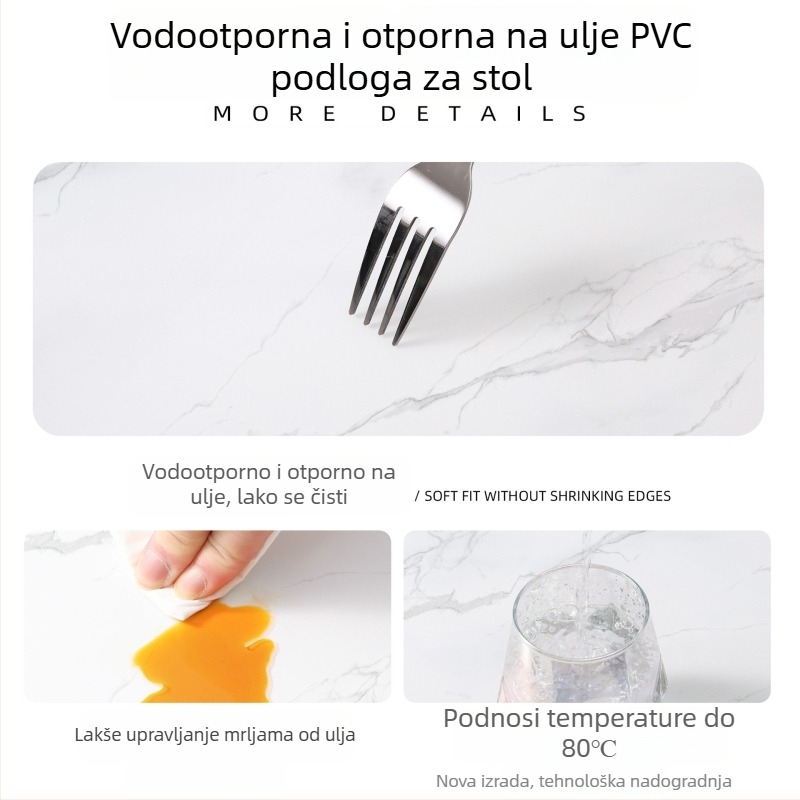 Luksuzna pravokutna podloga za stol s mramornim uzorkom, vodootporna, otporna na ulja i toplinu, lako za čišćenje, za kućnu upotrebu