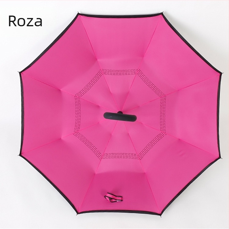 Dvostruki obrnuti kišobran s ravnim štapom, može stati uspravno, tiskano logo, poslovni reklamni kišobran
