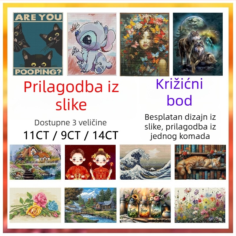 DIY komplet za križni bod na platnu s 11-count, pejzažni motiv, nordijski stil, ručno šivanje