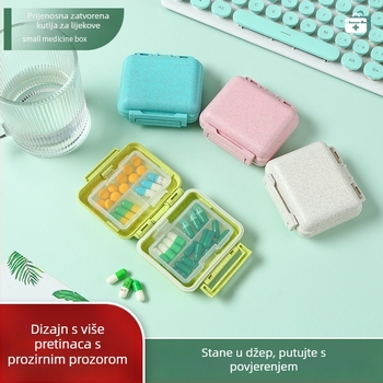 Prijenosna mini kutija za tablete sa šest odjeljaka, za tjednu dozu, zatvoren spremnik za putovanja.