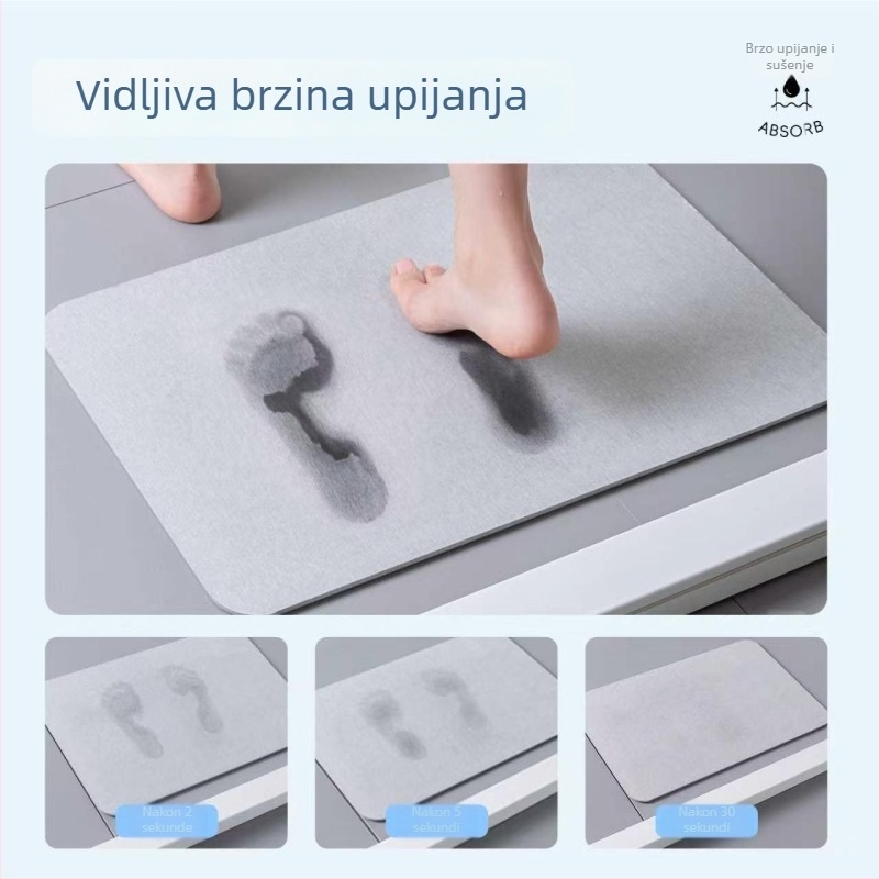Nordijski minimalistički kuhinjski tepih od diatomita, L-oblik, upija vodu, brzo se suši