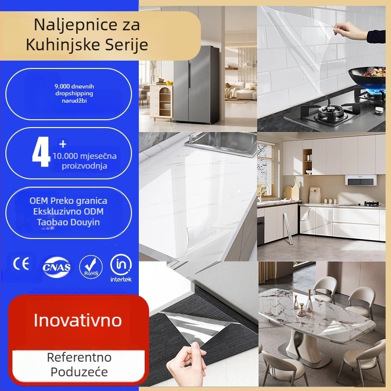 Jingyan kuhinjska serija: samoljepljiva zaštitna folija otporna na masnoće za štednjak, zidni ormar, blagovaonski stol, ormar i hladnjak – izrađeno po narudžbi