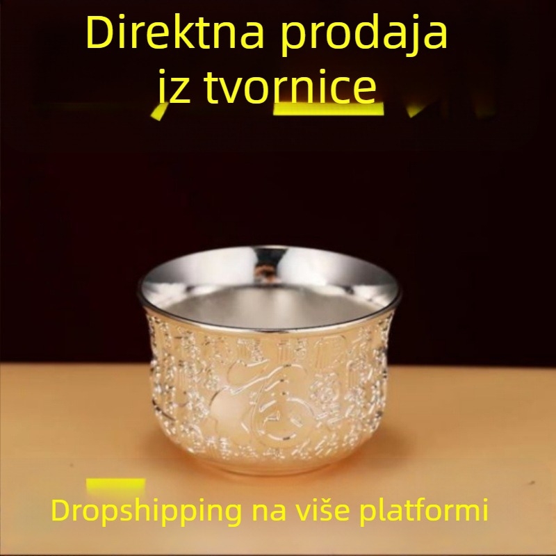 Baifu srebrna čaša za čaj, kineskog stila, dekorativni predmet za poklon