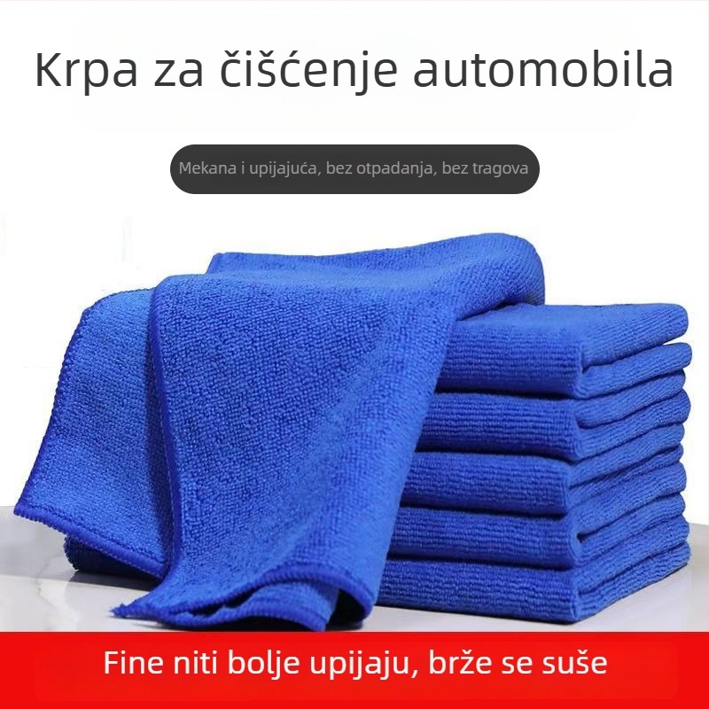 Mikrovlakna krpa za pranje automobila, debela i upija; 400 g/m²; boje: plava, ljubičasta, smeđa, siva, zelena; dimenzije: 60x160, 60x180, 80x180, 30x30, 40x40, 40x60, 35x75 cm; završni šav; ispis logotipa moguć; višenamjenska krpa.