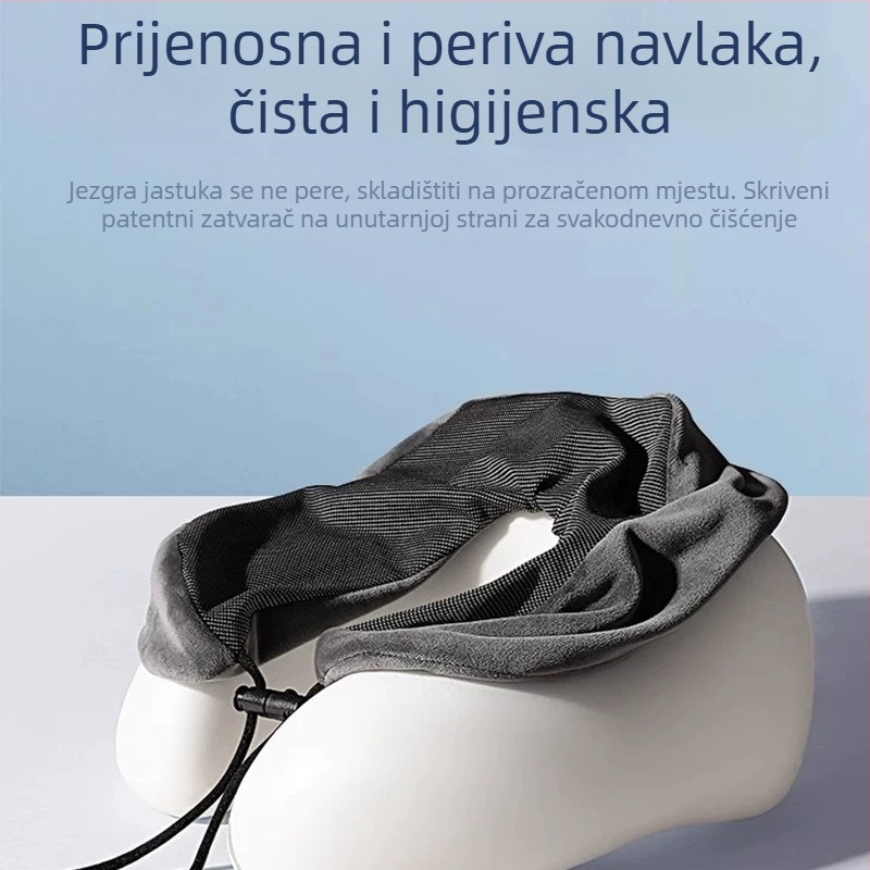 U-oblik jastuk za vrat od memorijske pjene, prijenosni za putovanja – za zrakoplov, automobil i vlak