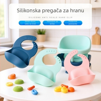 Jednobojna silikonska baveta za bebe, vodootporna, prehrambene klase
