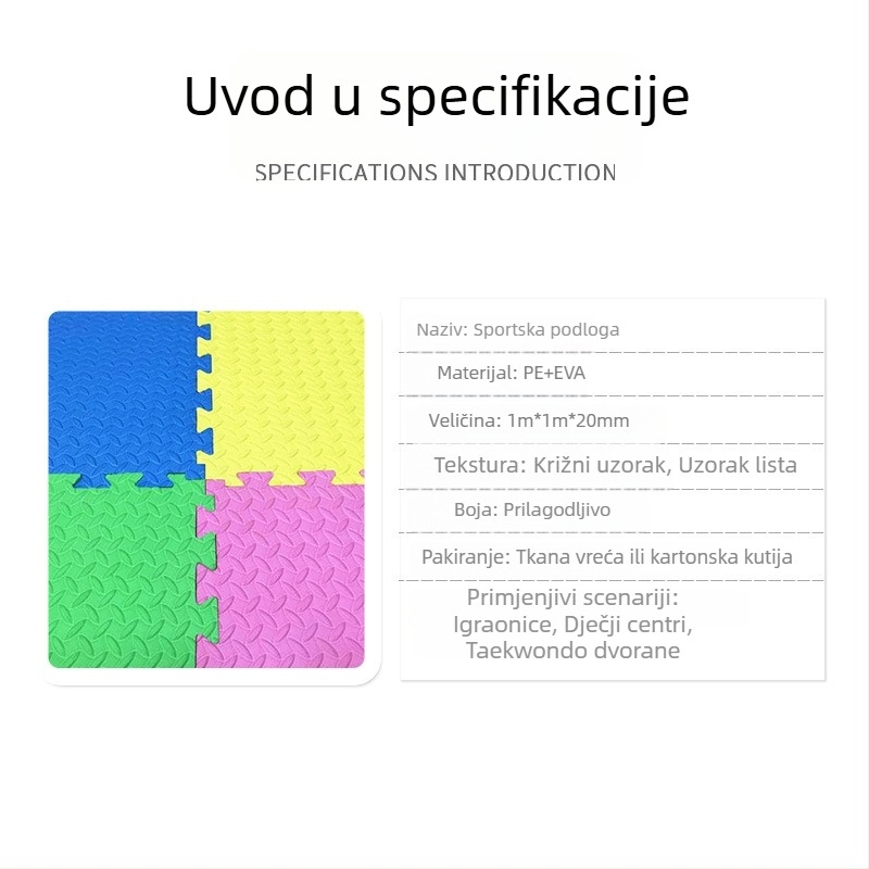 Xinyou Taekwondo puzzle podloga 100 x 100 cm – EVA pjena, podna podloga za gimnastiku i dječju igru