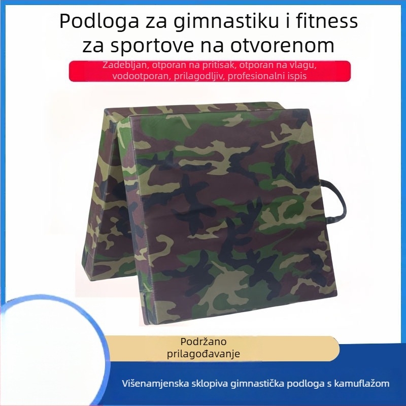 Deblj i sklopivi trening madrac u kamuflažnom dizajnu – svestran madrac za fitness i vježbe trbušnjaka