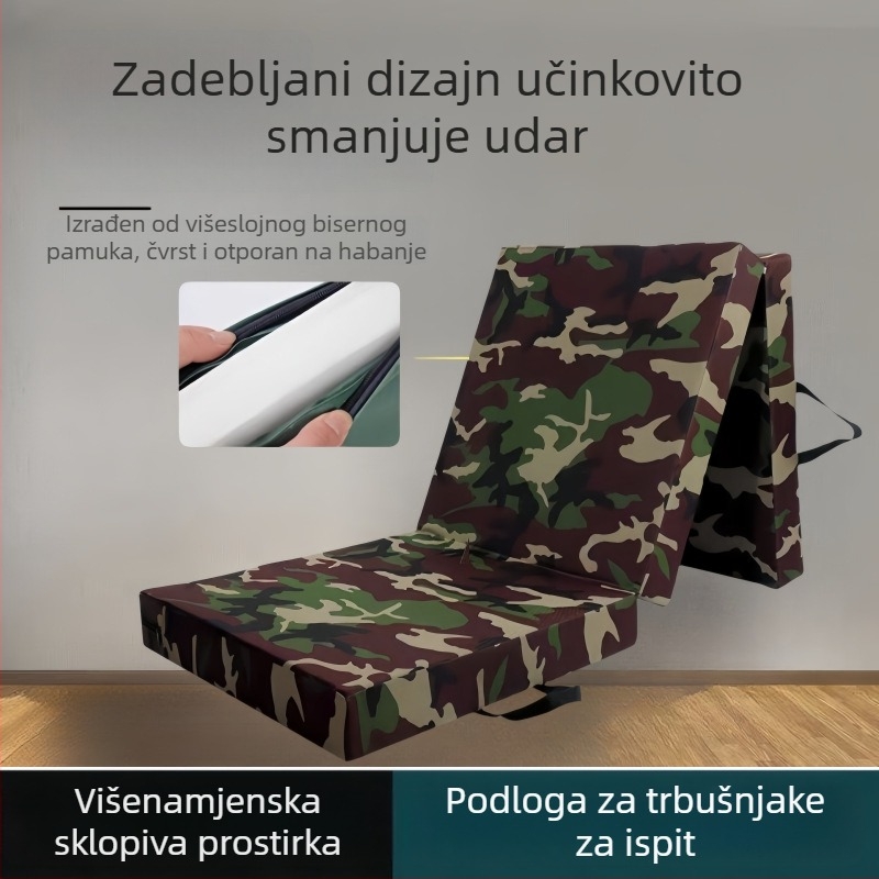 Deblj i sklopivi trening madrac u kamuflažnom dizajnu – svestran madrac za fitness i vježbe trbušnjaka