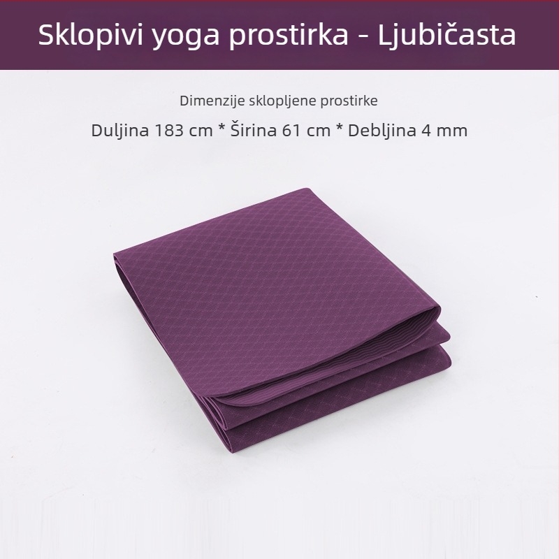 TPE joga prostirka, sklopiva i prijenosna, otporna na vlagu za fitness i gimnastiku, debljine 4/6/8/10 mm
