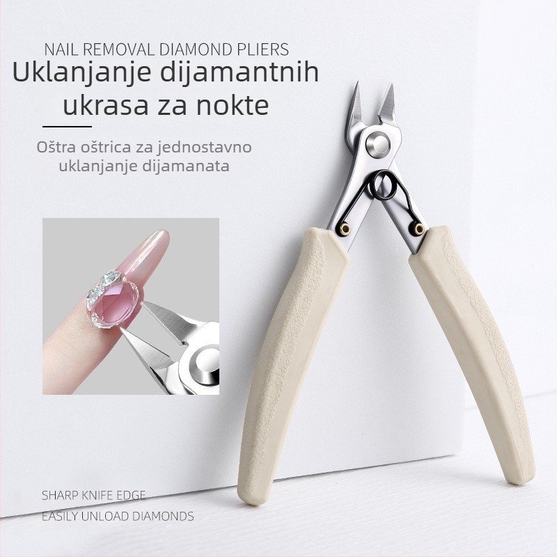 Set alata za manikuru: kliješta za uklanjanje kristala, kliješta za rezanje, metalne škare i škare za lanac — profesionalni alati za salon noktiju