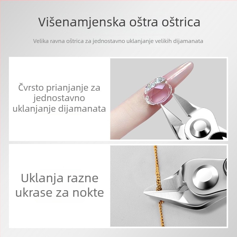 Set alata za manikuru: kliješta za uklanjanje kristala, kliješta za rezanje, metalne škare i škare za lanac — profesionalni alati za salon noktiju