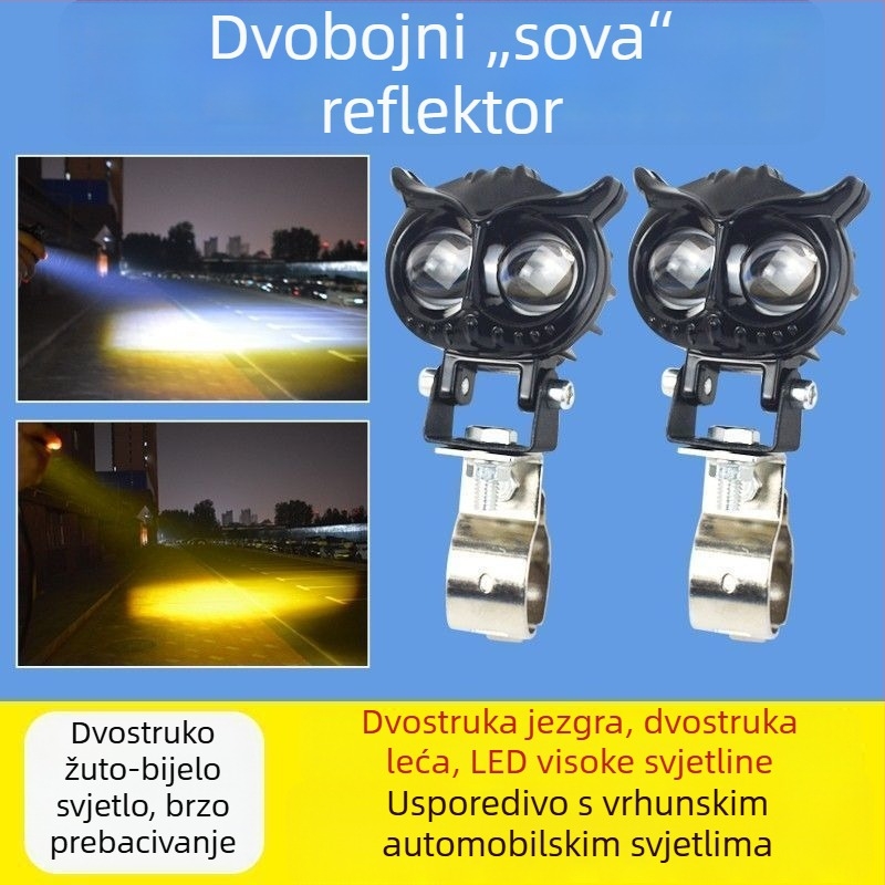 LED projektor visoke svjetline za motocikle i električna vozila, žuto-bijeli promjenjivi snop, visoki i niski snop, univerzalno 12-85V