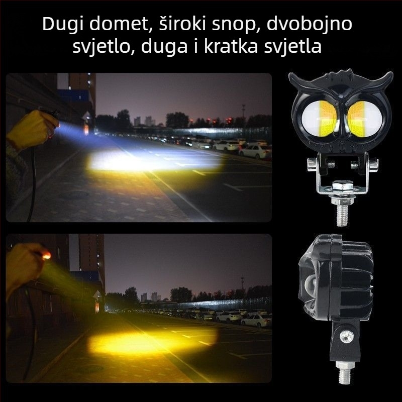 LED projektor visoke svjetline za motocikle i električna vozila, žuto-bijeli promjenjivi snop, visoki i niski snop, univerzalno 12-85V