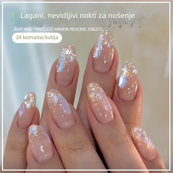 Odvojive naljepnice za nokte s dizajnom vila i aurora borealis – gotovi umjetni nokti