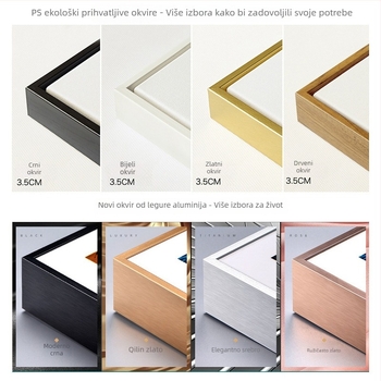 Moderna minimalistička u okviru ukrasna slika za dnevni boravak, hodnik i spavaću sobu — aluminijski okvir, 9 mm tanak panel, ulje na platnu, prilagodljivo