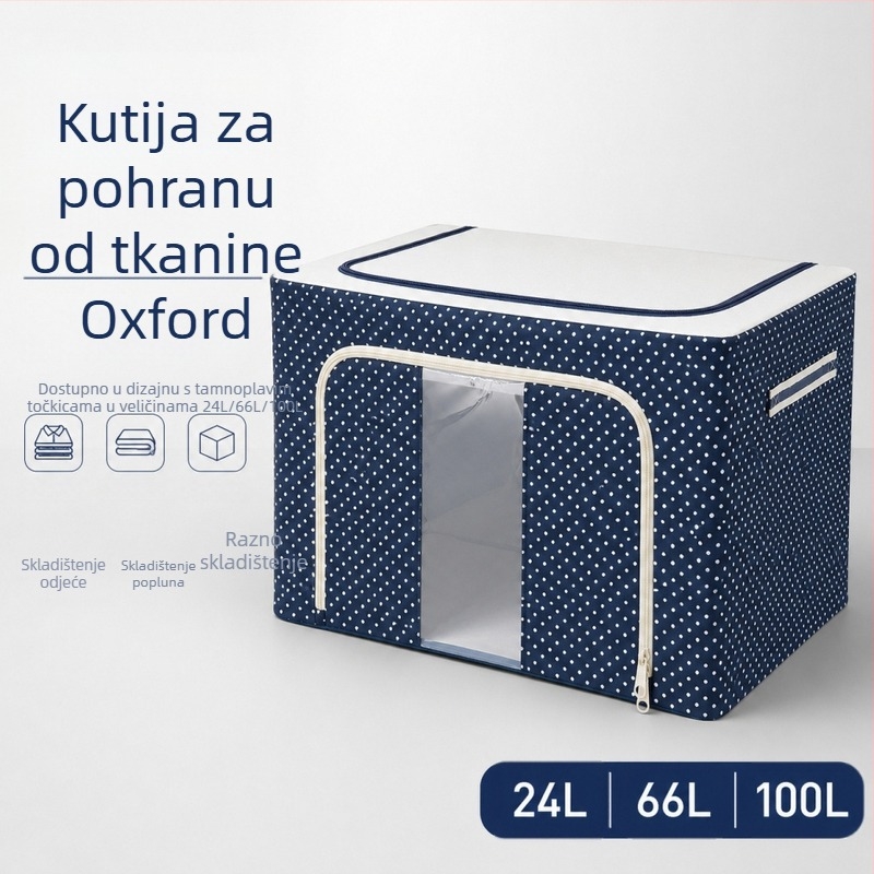 Kutija za pohranu od Oxford tkanine za odjeću, velika, s prednjim otvaranjem, prozirni organizator za odjeću, kućna upotreba