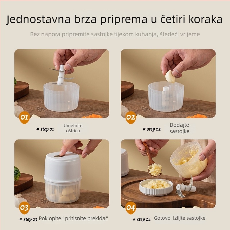 Bežični USB električni aparat za mljevenje češnjaka, prijenosno višenamjensko kuhinjsko pomagalo za češnjak, čili i meso