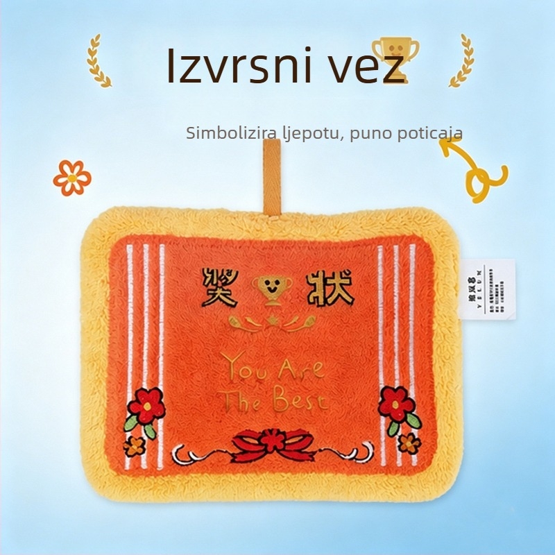 Kreativna i slatka krpa za ruke s motivom nagrade, motivirajući dar učenicima i djeci, za vrtić, debeli ručnik za kuhinju i kupaonicu.