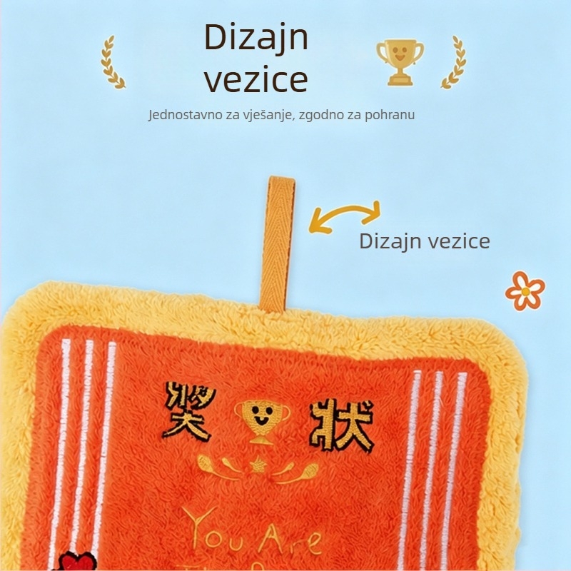Kreativna i slatka krpa za ruke s motivom nagrade, motivirajući dar učenicima i djeci, za vrtić, debeli ručnik za kuhinju i kupaonicu.
