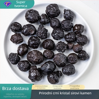 Prirodni crni kristalni kamen – sirovi kamen želježnog meteorit, uzorak limonita, kamen za aromaterapiju, moderan minimalistički dekor