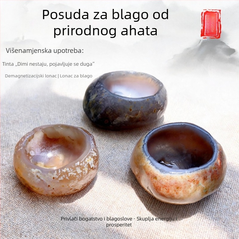 Prirodni achat pepeljara, sirova jade zdjela, kristal kalcedon riznica zdjela, stolna dekoracija, mali ukras