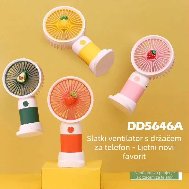 USB mini ventilator u obliku voća, punjivi, ručni i stolni, jak protok zraka, izdržljiv za studente