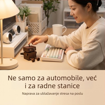 Automobilski aromatizator od crnog oraščića, robot s treperavim nogama, montiran na otvor za zrak — kreativna drvena dekoracija