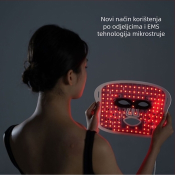 LED maska za fototerapiju s EMS mikrostrujom – silikon maska s višebojnim svjetlom i fotonskim pomlađivanjem kože
