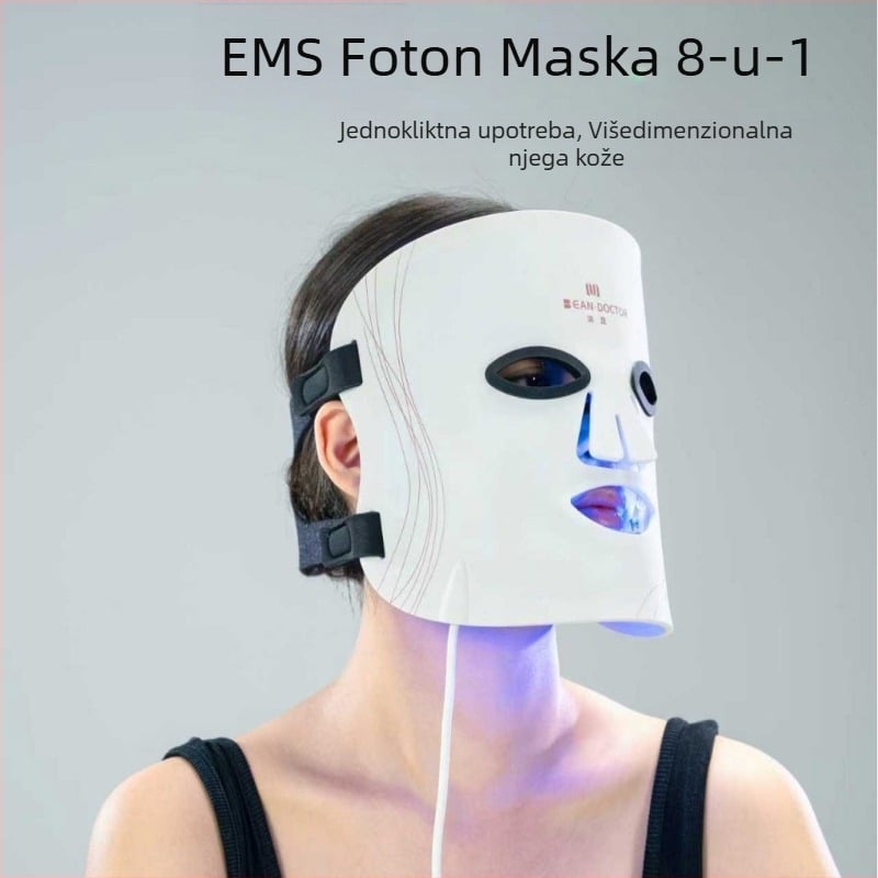 LED maska za fototerapiju s EMS mikrostrujom – silikon maska s višebojnim svjetlom i fotonskim pomlađivanjem kože