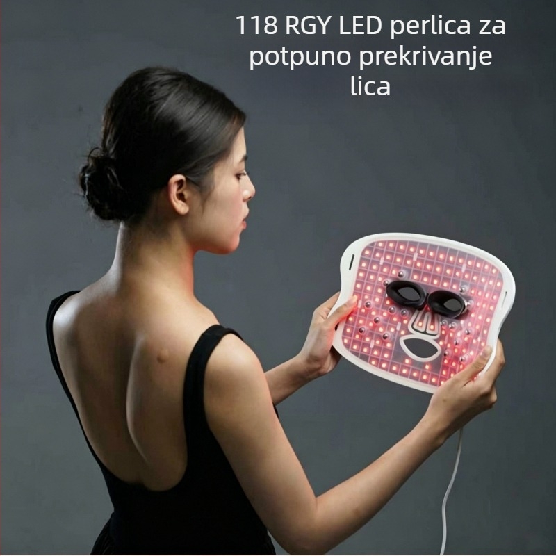 LED maska za fototerapiju s EMS mikrostrujom – silikon maska s višebojnim svjetlom i fotonskim pomlađivanjem kože