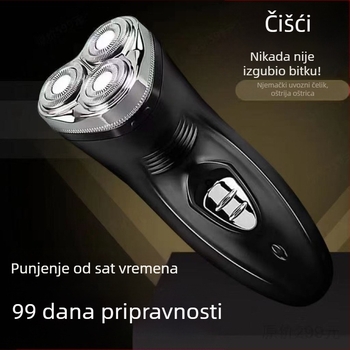 Električni brijač dvostruke namjene, punjivi, potpuno vodootporan, brijač za bradu s tri glave za muškarce