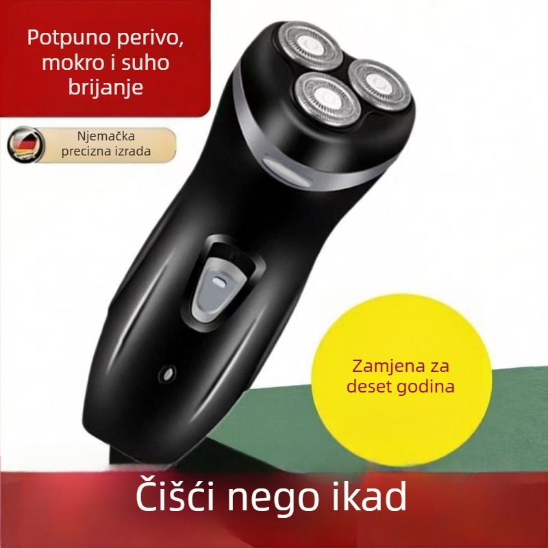 Električni brijač dvostruke namjene, punjivi, potpuno vodootporan, brijač za bradu s tri glave za muškarce