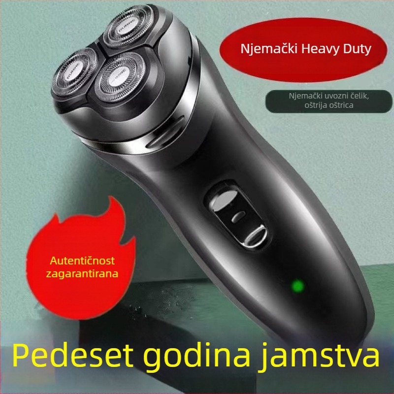 Električni brijač dvostruke namjene, punjivi, potpuno vodootporan, brijač za bradu s tri glave za muškarce