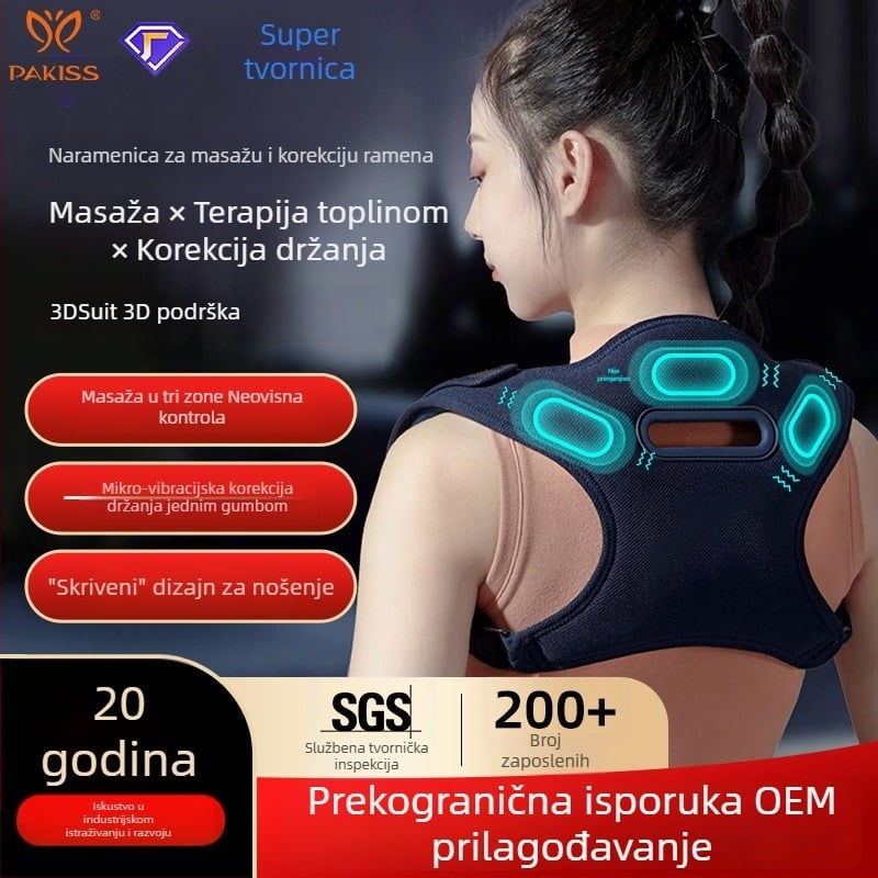 Električni masažer za ramena i vrat uz masažu leđa i nosivi korektor držanja