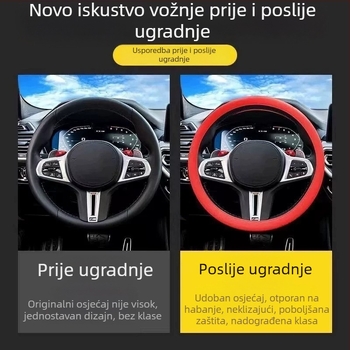 Pokrov za volan od silikona, ultra-tanki, upija znoj, protuklizni, izdržljiv grip, univerzalni promjer 35 cm, za sve sezone, minimalistički stil