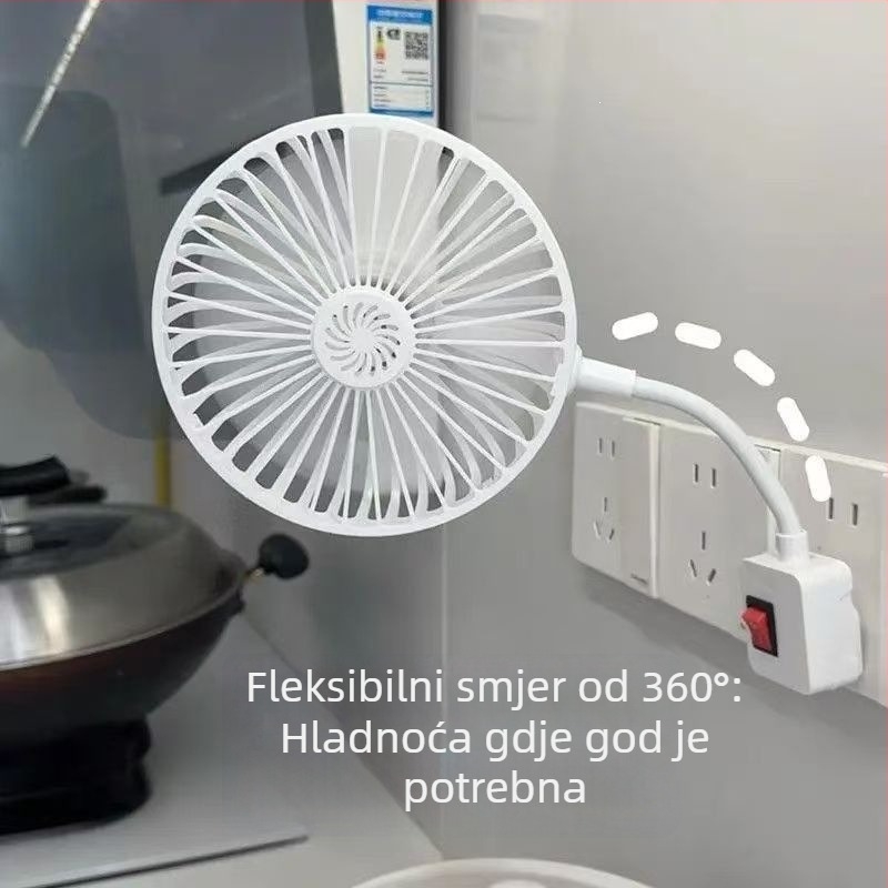 Stolni i zidni ventilator s fleksibilnim crijevima, tih rad, za ured, dom, kuhinju i kućnu upotrebu, s difuzorom mirisa