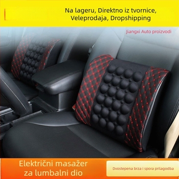 Električni masažni lumbalni jastuk za auto sjedalo, podrška leđa i struka
