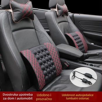 Električni masažni lumbalni jastuk za auto sjedalo, podrška leđa i struka