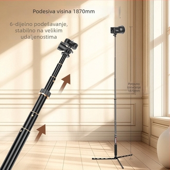 ZP200 aluminijski sklopivi držač za telefon s LED rasvjetom, prijenosni stativ