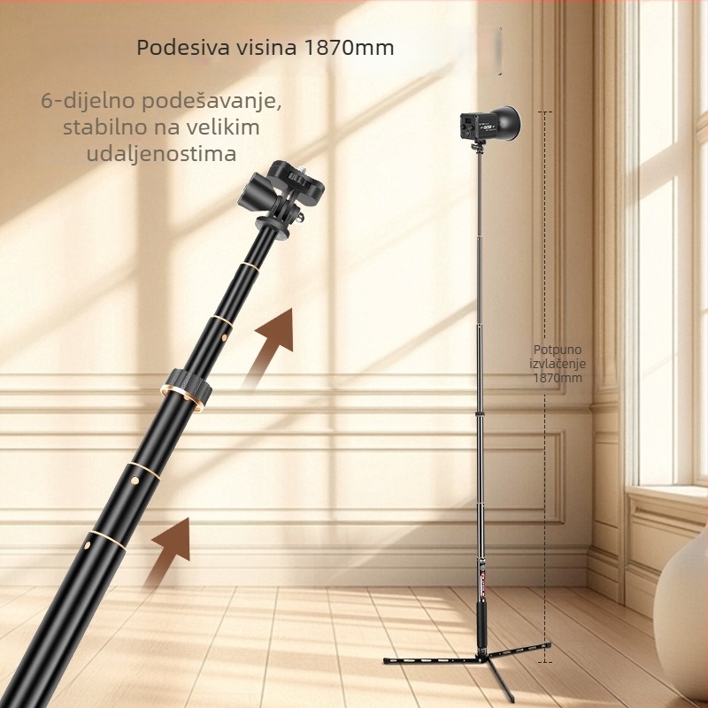 ZP200 aluminijski sklopivi držač za telefon s LED rasvjetom, prijenosni stativ