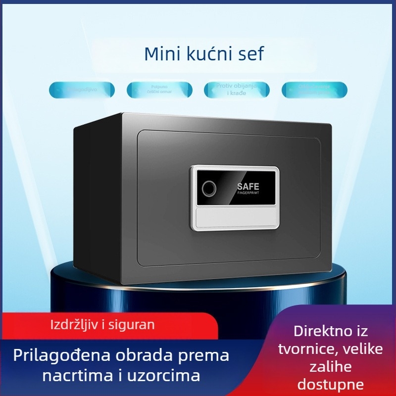 Kompaktni kućni sef s otiskom prsta i lozinkom, potpuno čelični, otporan na krađu