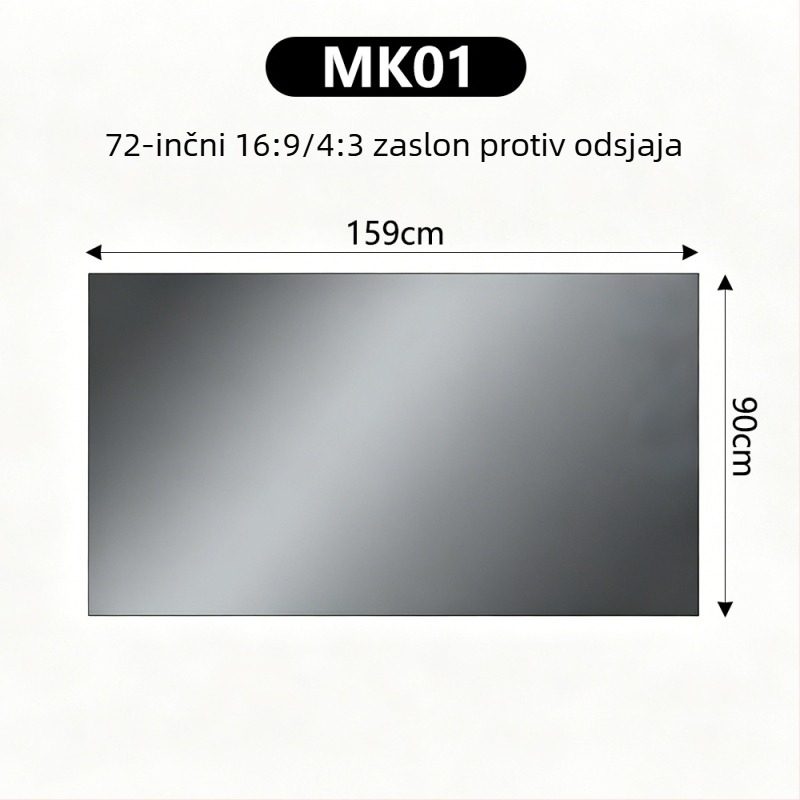 4K metalni projekcijski zaslon s antirefleksijom, 100/120 inča, HD 3D, kino razina