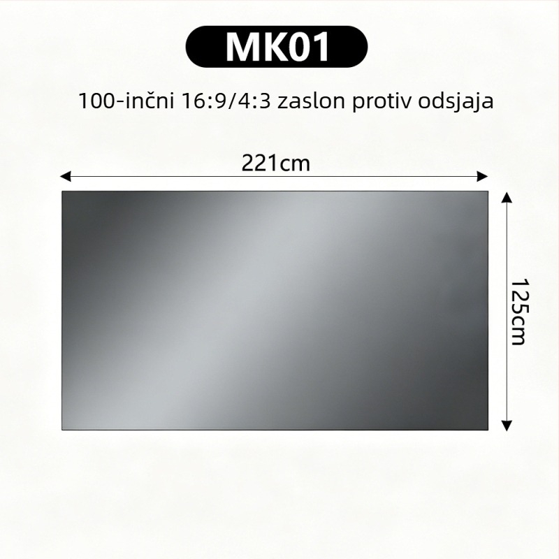 4K metalni projekcijski zaslon s antirefleksijom, 100/120 inča, HD 3D, kino razina